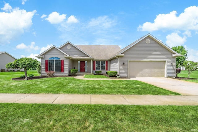 13849 Old Colony Dr, Granger, IN 46530 - ranch-style home featuring driveway, an attached garage, and a front lawn