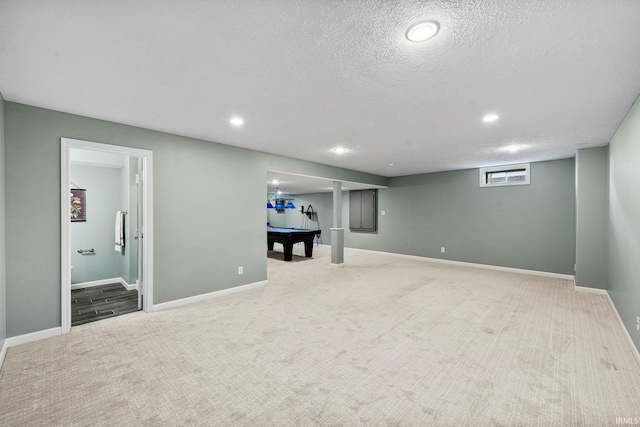 13849 Old Colony Dr, Granger, IN 46530 - finished basement with carpet floors, pool table, recessed lighting, a textured ceiling, and baseboards