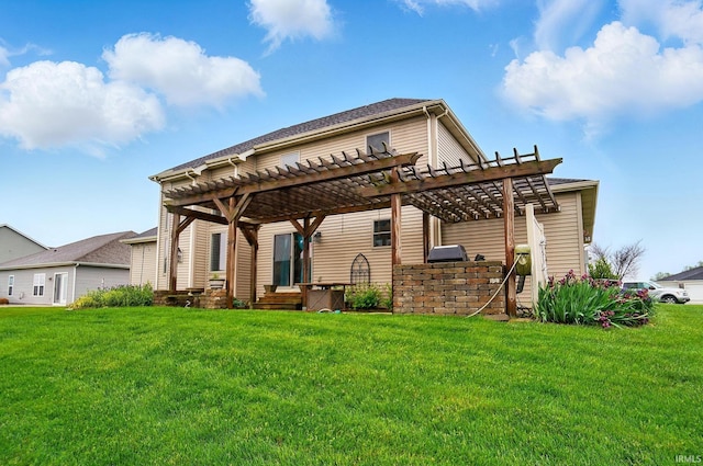10221 Windsail Cv, New Haven, IN 46774 - rear view of house with a pergola and a lawn