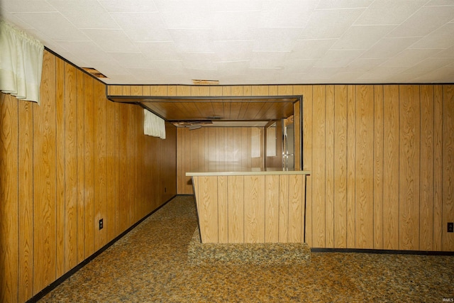 54188 Terrace Ln, South Bend, IN 46635 - carpeted spare room with wooden walls, a bar, and baseboards