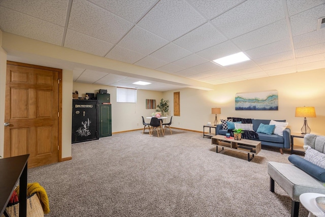 5959 W Delap Rd, Ellettsville, IN 47429 - living area featuring carpet floors, baseboards, and a drop ceiling