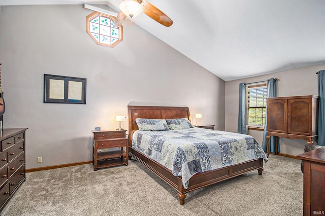 51178 Ashley Dr, Granger, IN 46530 - carpeted bedroom with multiple windows, baseboards, ceiling fan, and high vaulted ceiling