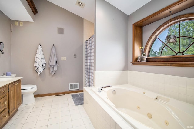 51178 Ashley Dr, Granger, IN 46530 - full bath with vanity, a jetted tub, toilet, baseboards, and tile patterned flooring