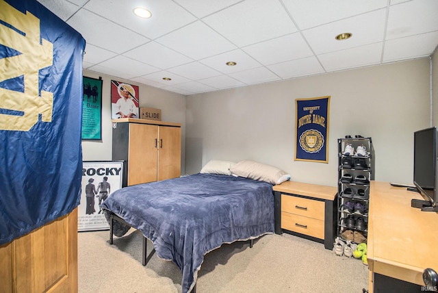 51178 Ashley Dr, Granger, IN 46530 - bedroom featuring light carpet, a drop ceiling, and recessed lighting