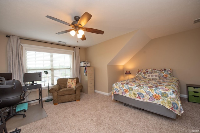 6118 Mackenzie Ct, West Lafayette, IN 47906 - bedroom with an office area, carpet flooring, a ceiling fan, and baseboards