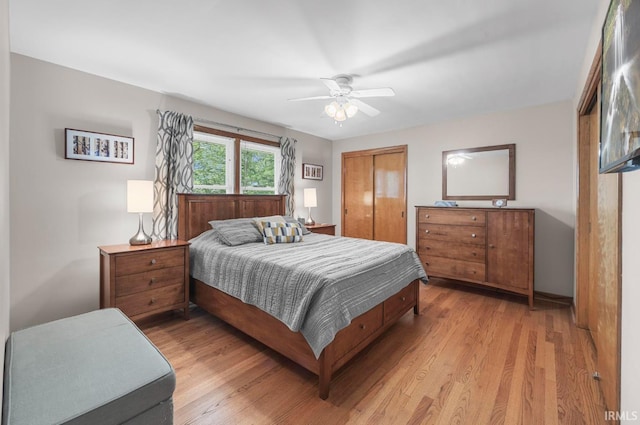 1437 W State Road 56th Rd, Jasper, IN 47546 - bedroom featuring a closet, light wood-style floors, and a ceiling fan