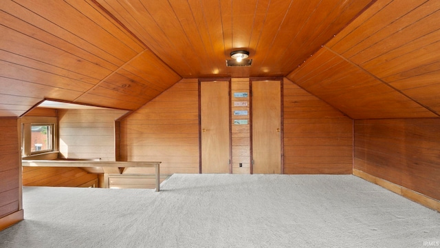 524 Byron St, Huntington, IN 46750 - bonus room with wood ceiling, wood walls, carpet floors, and lofted ceiling
