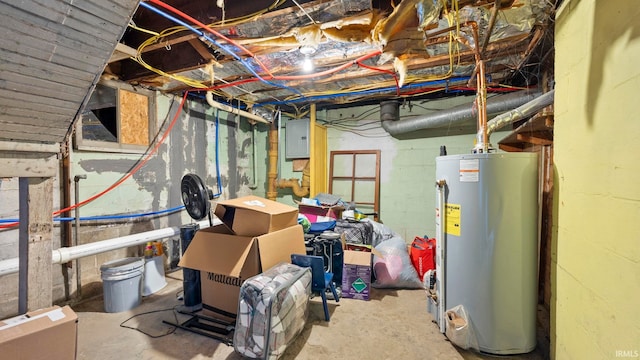 524 Byron St, Huntington, IN 46750 - unfinished basement featuring gas water heater and electric panel