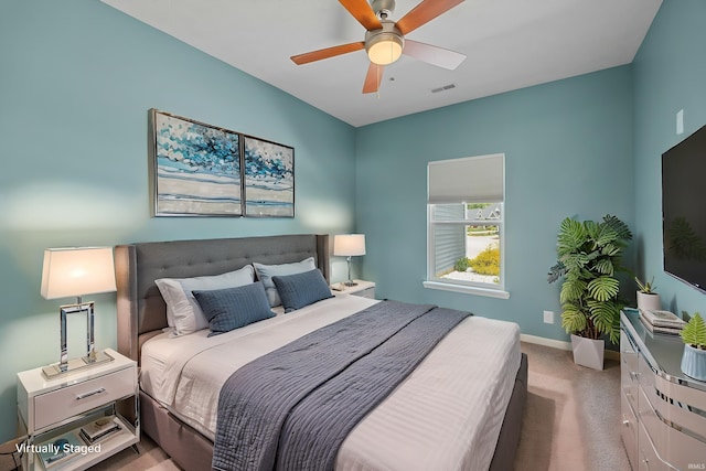 4300 Lithophone Ct, West Lafayette, IN 47906 - bedroom with light carpet, baseboards, and ceiling fan