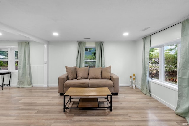 1310 Oak Ave, Lafayette, IN 47905 - living area featuring light wood-style flooring, recessed lighting, baseboards, and plenty of natural light