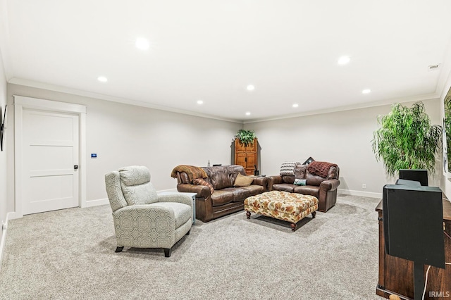 5847 Augusta Blvd, West Lafayette, IN 47906 - living room featuring recessed lighting, carpet flooring, baseboards, and ornamental molding