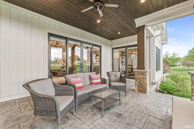 5847 Augusta Blvd, West Lafayette, IN 47906 - view of patio featuring a ceiling fan and an outdoor living space