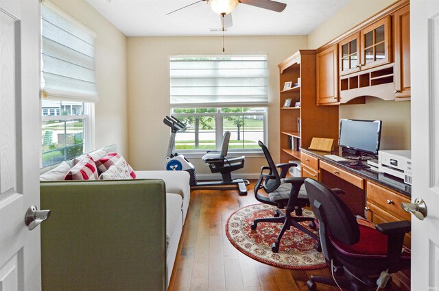 1632 Solemar Dr, West Lafayette, IN 47906 - office space with a ceiling fan, plenty of natural light, and dark wood-style floors