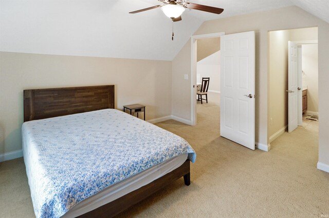 1632 Solemar Dr, West Lafayette, IN 47906 - bedroom with light colored carpet, lofted ceiling, and baseboards