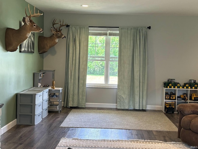 1264 W Greenbriar Dr, Washington, IN 47501 - home office with dark wood-style floors and baseboards