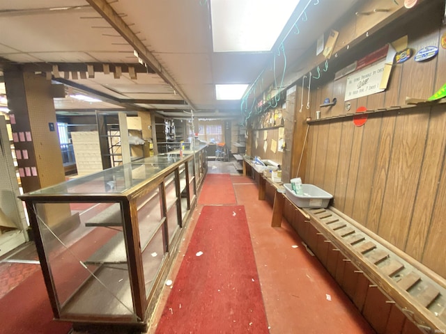 146 W Washington St, Parker City, IN 47368 - bar with wood walls and a drop ceiling