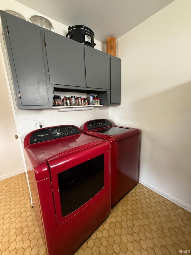 219 S 3rd St, Gas City, IN 46933 - washroom with cabinet space, washer and dryer, baseboards, and light flooring