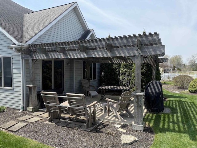 10123 Consta Verde Commons, Leo, IN 46765 - rear view of property with a pergola, roof with shingles, a patio, and a yard