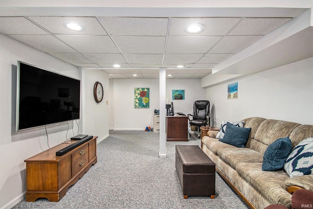 54453 Sagewood Dr, Mishawaka, IN 46545 - carpeted living area with baseboards, recessed lighting, and a drop ceiling
