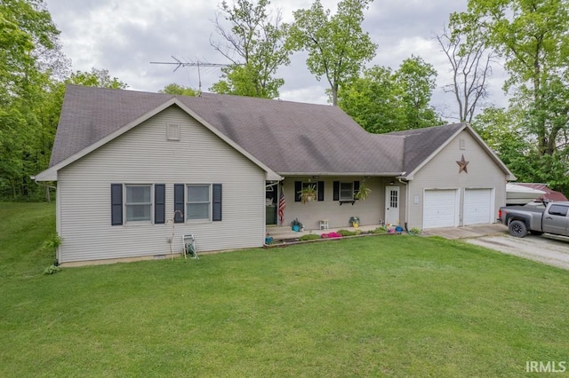 853 S 400 E Rd, Marion, IN 46953 - view of front facade with an attached garage, a front yard, driveway, and a shingled roof