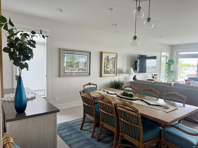 6138 E Elwood St, Syracuse, IN 46567 - dining room with baseboards, recessed lighting, and dark wood-style flooring