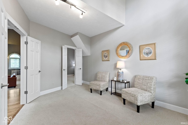10919 Running Tide Ct, Indianapolis, IN 46236 - living area featuring carpet flooring, baseboards, and track lighting