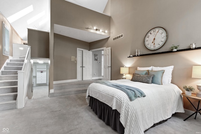10919 Running Tide Ct, Indianapolis, IN 46236 - carpeted bedroom with baseboards and a high ceiling