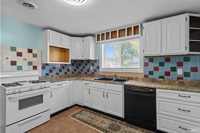 2545 N Bell St, Kokomo, IN 46901 - kitchen featuring dishwasher, white range with gas stovetop, a sink, and white cabinetry