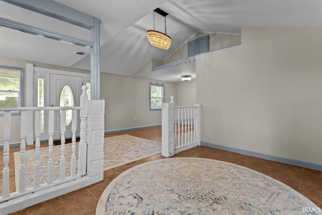 2545 N Bell St, Kokomo, IN 46901 - foyer entrance featuring lofted ceiling, tile patterned floors, and baseboards