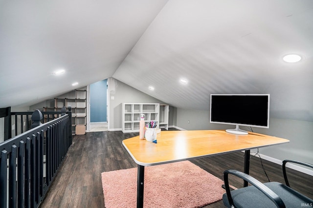 23337 Shorelane, Elkhart, IN 46514 - office space with wood finished floors, vaulted ceiling, baseboards, and recessed lighting