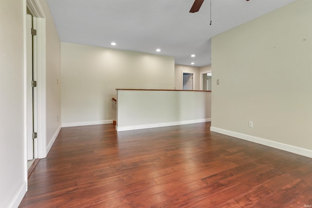 3746 Rolling Rock Dr, Evansville, IN 47711 - spare room with ceiling fan, wood-type flooring, baseboards, and recessed lighting
