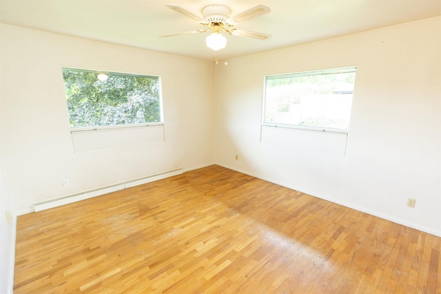 16128 Chandler Blvd, Mishawaka, IN 46544 - spare room with baseboard heating, light wood-type flooring, healthy amount of natural light, and ceiling fan