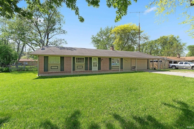 4893 Woodway Dr, Fort Wayne, IN 46835 - ranch-style house featuring a garage, concrete driveway, and a chimney
