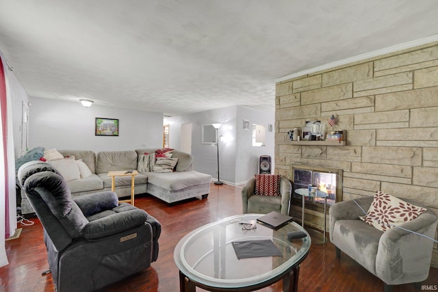 4893 Woodway Dr, Fort Wayne, IN 46835 - living room with wood finished floors, baseboards, and a fireplace