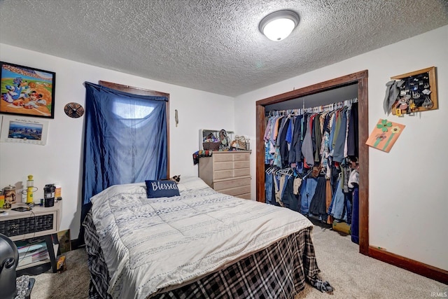 408 S Sale St, Ellettsville, IN 47429 - bedroom with carpet floors, a closet, a textured ceiling, and baseboards
