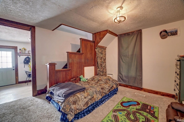 408 S Sale St, Ellettsville, IN 47429 - carpeted bedroom featuring a textured ceiling and baseboards