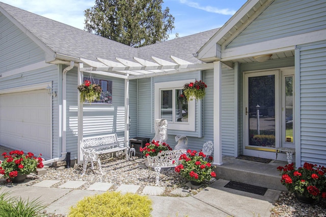 51040 Oak Lined Dr, Granger, IN 46530 - doorway to property with a shingled roof and an attached garage