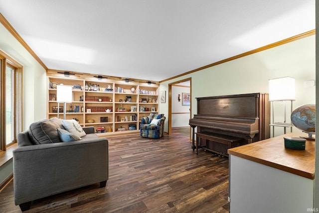 5318 Bedrock Ct, Fort Wayne, IN 46825 - living room featuring crown molding, dark wood finished floors, and baseboards