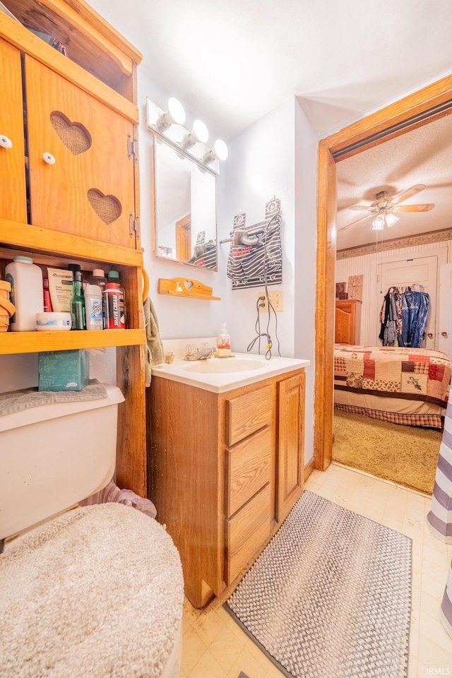 5026 N 450 W, Royal Center, IN 46978 - bathroom with vanity, toilet, and ceiling fan