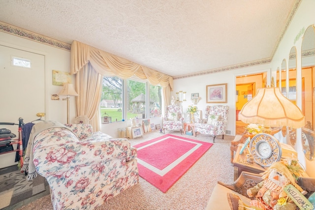 1402 W Chapel Pike, Marion, IN 46952 - living room featuring a textured ceiling, healthy amount of natural light, and carpet