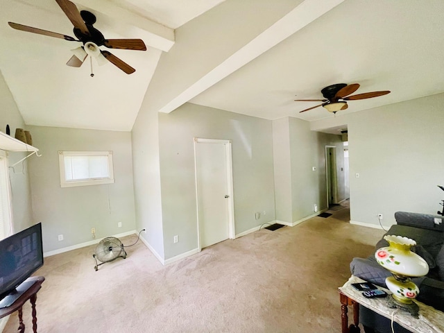 1206 N Walnut St, Plymouth, IN 46563 - unfurnished living room featuring ceiling fan, carpet flooring, and baseboards