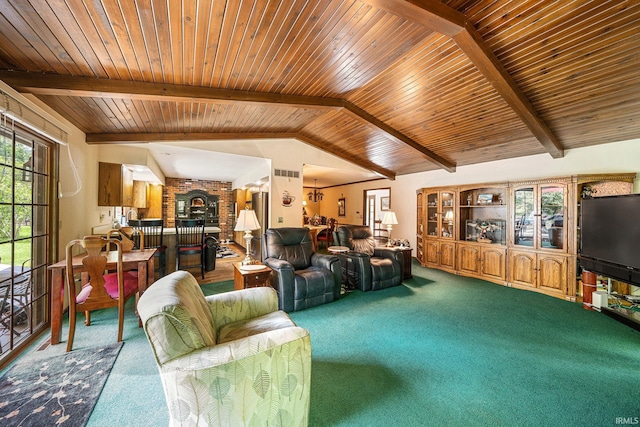 21485 Wallen Dr, South Bend, IN 46628 - carpeted living room featuring wood ceiling