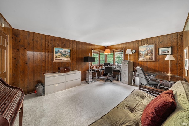 21485 Wallen Dr, South Bend, IN 46628 - home office with wooden walls and carpet flooring