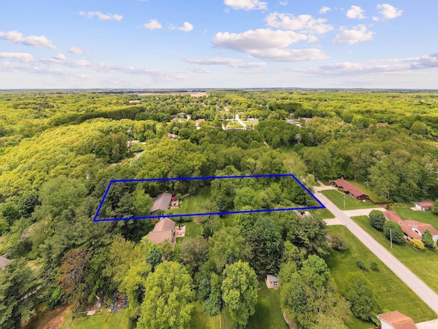 21485 Wallen Dr, South Bend, IN 46628 - aerial view of property's location with a heavily wooded area and property boundaries highlighted