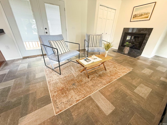 22073 County Road 10 W, Elkhart, IN 46514 - living area featuring baseboards and a premium fireplace