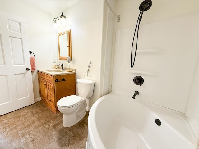 22073 County Road 10 W, Elkhart, IN 46514 - bathroom featuring vanity, toilet, and shower / bath combination