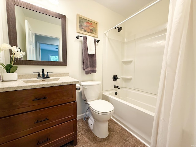 22073 County Road 10 W, Elkhart, IN 46514 - bathroom featuring toilet, vanity, shower / bath combo, and baseboards