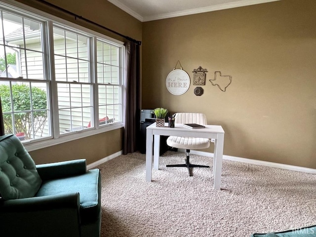 1442 Centerbrook Dr, New Haven, IN 46774 - carpeted office with baseboards and ornamental molding