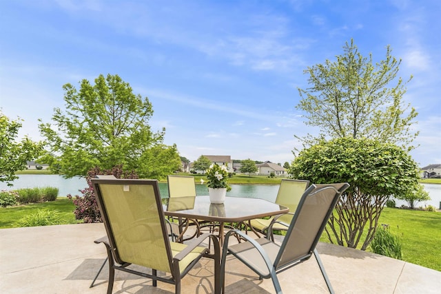 1442 Centerbrook Dr, New Haven, IN 46774 - view of patio / terrace featuring outdoor dining space and a water view