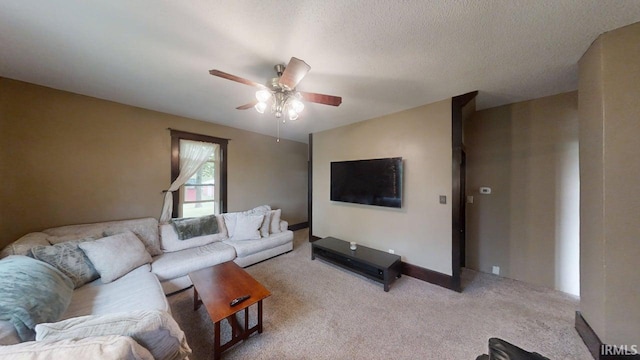 5480 S 950 W, South Whitley, IN 46787 - carpeted living area featuring ceiling fan and a textured ceiling